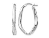 10K White Gold Polished Oval Hoop Earrings