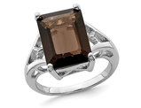 6.80 Carat (ctw) Rectangular Smoky Quartz Ring in Sterling Silver