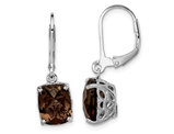 5.04 Carat (ctw) Cushion-Cut Smoky Quartz Dangle Earrings in Sterling Silver