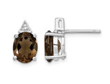 3.00 Carat (ctw) Oval Solitaire Smoky Quartz Earrings in Sterling Silver
