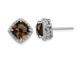 3.96 Carat (ctw) Cushion-Cut Smoky Quartz Earrings in Sterling Silver