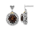 5.94 Carat (ctw) Smoky Quartz Dangle Earrings in Antiqued Sterling Silver