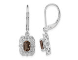 1.20 Carat (ctw) Emerald-Cut Smoky Quartz Dangle Earrings in Sterling Silver