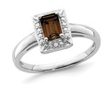 1/2 Carat (ctw) Emerald-Cut Smoky Quartz Ring in Sterling Silver