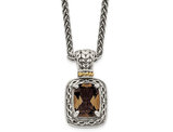 2.00 Carat (ctw) Smoky Quartz Pendant Necklace in Antiqued Sterling Silver with Chain