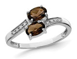3/4 Carat (ctw) Smoky Quartz Two-Stone Ring in Sterling Silver