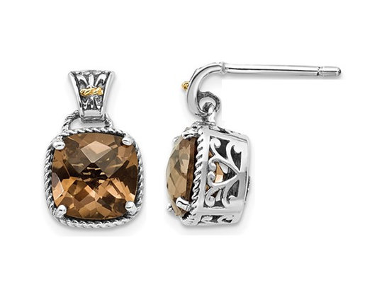 3.50 Carat (ctw) Dangle Smoky Quartz Earrings in Sterling Silver