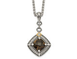 1.98 Carat (ctw) Smoky Quartz Pendant Necklace in Antiqued Sterling Silver with Chain