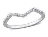 1/10 Carat (ctw) Diamond Wedding Band Chevron Ring in 14K White Gold