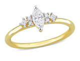2/5 Carat (ctw I1-I2, H-I) Three Stone Marquise Diamond Ring in 14K Yellow Gold