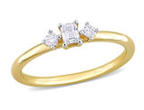 1/4 Carat (ctw I1-I2, H-I) Three-Stone Emerald-Cut Diamond Ring in 14K Yellow Gold