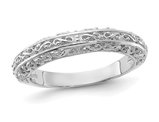 14K White Gold 3mm Filigree Wedding Band Ring (SIZE 6)