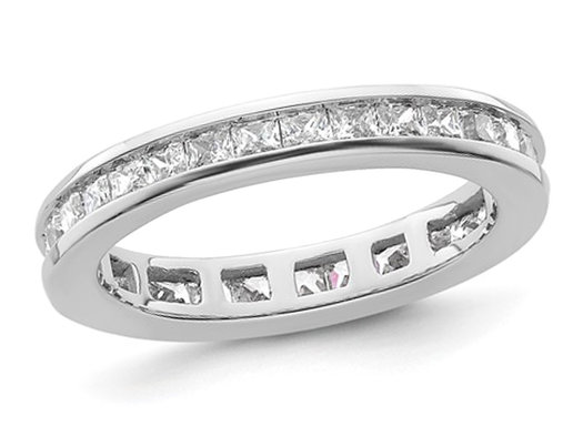 1.00 Carat (ctw H-I, I1-I2) Princess-Cut Diamond Eternity Wedding Band Ring in 14K White Gold