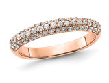 1/2 Carat (ctw H-I, I1-I2) Diamond Triple Row Wedding Band Ring in 14K Rose Gold (size 7)