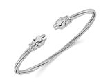 Leopard Head Cuff Bangle Bracelet in Sterling Silver