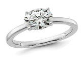 1 1/3 Carat (ctw Color D-E-F) Synthetic Sideways Oval Moissanite Solitaire Engagement Ring in 14K White Gold (SIZE 7)
