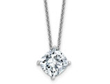 1.80 Carat (ctw E-F) Synthetic Moissanite Solitaire Pendant Necklace in 14K White Gold with Chain