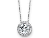 1.75 Carat (ctw D-E-F) Synthetic Moissanite Halo Pendant Necklace in 14K White Gold with Chain