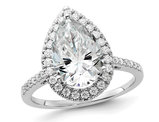 3.35 Carat (ctw D-E-F) Pear-Cut Synthetic Moissanite Halo Engagement Ring in 14K White Gold (size 7)