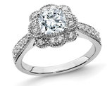 1.30 Carat (ctw D-E-F)  Synthetic Moissanite Floral Engagement Ring in 14K White Gold (size 7)