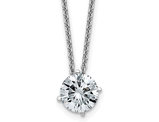 1.00 Carat (ctw E-F) Synthetic 6.5mm Moissanite Solitaire Pendant Necklace in 14K White Gold with Chain