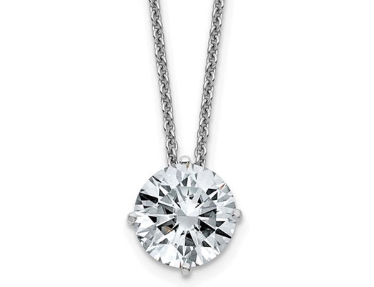 1.90 Carat (ctw E-F) Synthetic 8.0mm Moissanite Solitaire Pendant Necklace in 14K White Gold with Chain