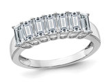 1.40 Carat (ctw D-E-F) Synthetic Baguette Moissanite 7-Stone Anniversary Ring in 14K White Gold