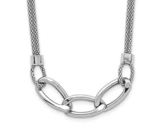 Sterling Silver Multi-Strand Fancy Necklace (16 Inches) 