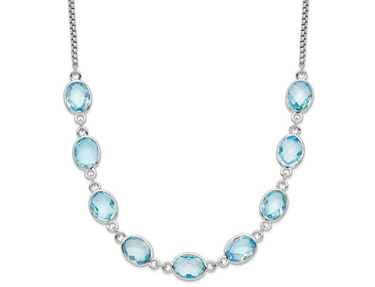 14.10 Carat (ctw) Blue Topaz Necklace in Sterling Silver