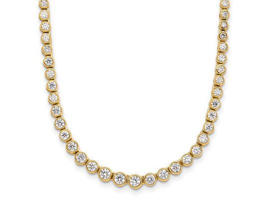 3.00 Carat (ctw SI1-SI2, G-H) Lab-Grown Diamond Necklace Graduating Tennis Bolo in 14K Yellow Gold