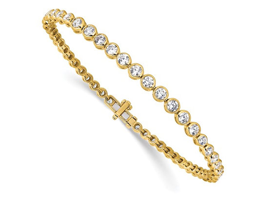 3.00 Carat (ctw SI1-SI2, G-H) Lab-Grown Diamond Tennis Bracelet in 14K Yellow Gold