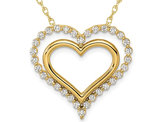 1/2 Carat (ctw SI1-SI2, G-H) Lab-Grown Diamond Double Heart Pendant Necklace in 14K Yellow Gold with Chain