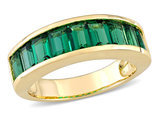 2.70 Carat (ctw) Lab-Created Baguette Emerald Ring Band in Yellow Plated Sterling Silver