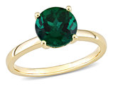 1.85 Carat (ctw) Lab-Created Green Emerald Solitaire Ring in 10K Yellow Gold