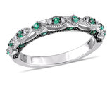 1/5 Carat (ctw) Lab-Created Emerald Anniversary Band Ring in 10K White Gold
