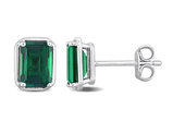 1.80 Carat (ctw) Lab-Created Emerald Octagon Solitaire Stud Earrings in Sterling Silver