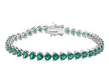9.40 Carat (ctw) Lab-Created Emerald Heart Bracelet in Sterling Silver (7.50 Inches)