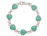 Sterling Silver Heart-shaped Turquoise Bracelet (7.00 Inches)