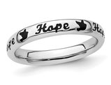 Sterling Silver Black Enameled Hope Band Ring