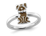 Sterling Silver Brown Enamel Dog Ring