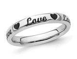 Sterling Silver Enameled Love Heart Band Ring
