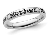 Sterling Silver Black Enameled Mother Band Ring