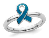 Sterling Silver Blue Enameled Awareness Ribbon Ring