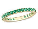 3/4 Carat (ctw) Lab-Created Emerald Eternity Band Ring in 10K Yellow Gold