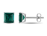2.30 Carat (ctw) Lab-Created Emerald Square Solitaire Stud Earrings in 10K White Gold