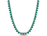 24 Carat (ctw) Lab-Created Emerald Heart Tennis Necklace in Sterling Silver