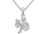 Sterling Silver Polished Mother and Baby Pendant Necklace with Chain