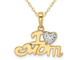 I Heart Mom Pendant Necklace in 14K Yellow Gold with Chain