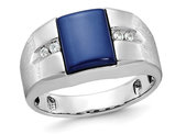 Mens 2.50 Carat (ctw) Lab-Created Blue Star Sapphire Ring in 10K White Gold (Size 10)