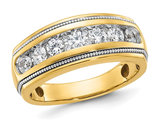 Mens 1.00 Carat (ctw H-I, I1-I2) Diamond Milgrain Band Ring in 14K Yellow Gold (Size 10)